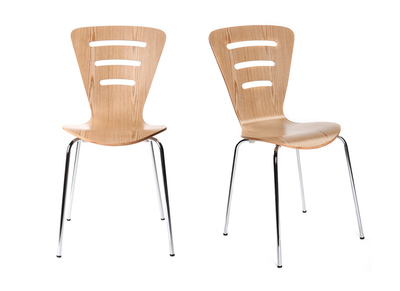 2 stapelbare Design-St&uuml;hle LENA Holz Natur