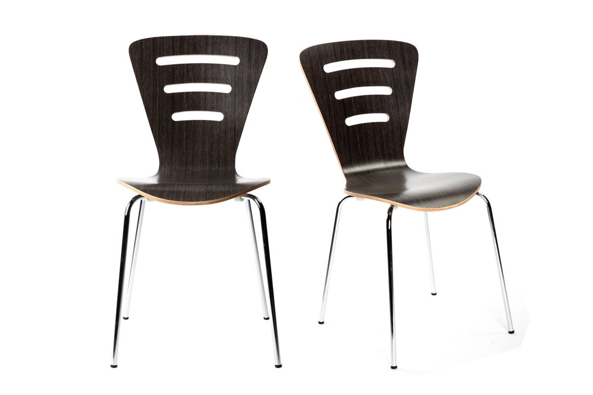 2 stapelbare Design-Sthle LENA Holz Schwarz