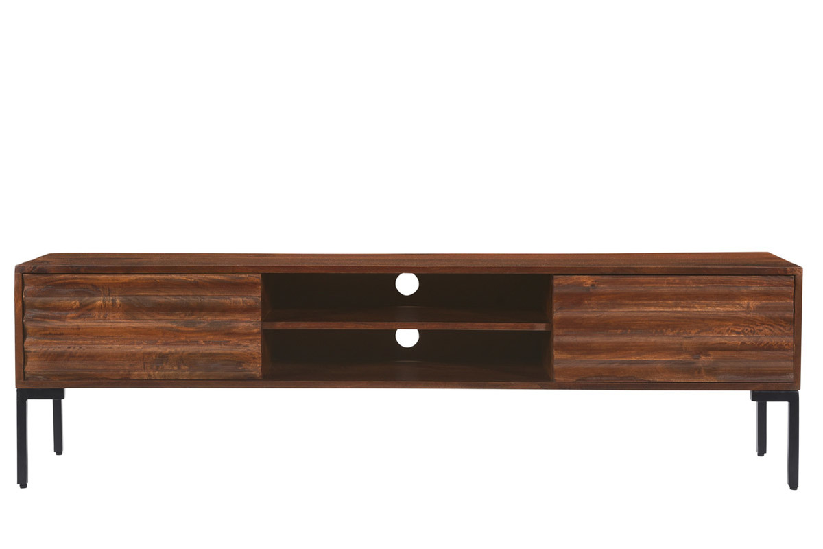2-triges TV-Mbel aus massivem Mangoholz und Metall B160 cm ONDA