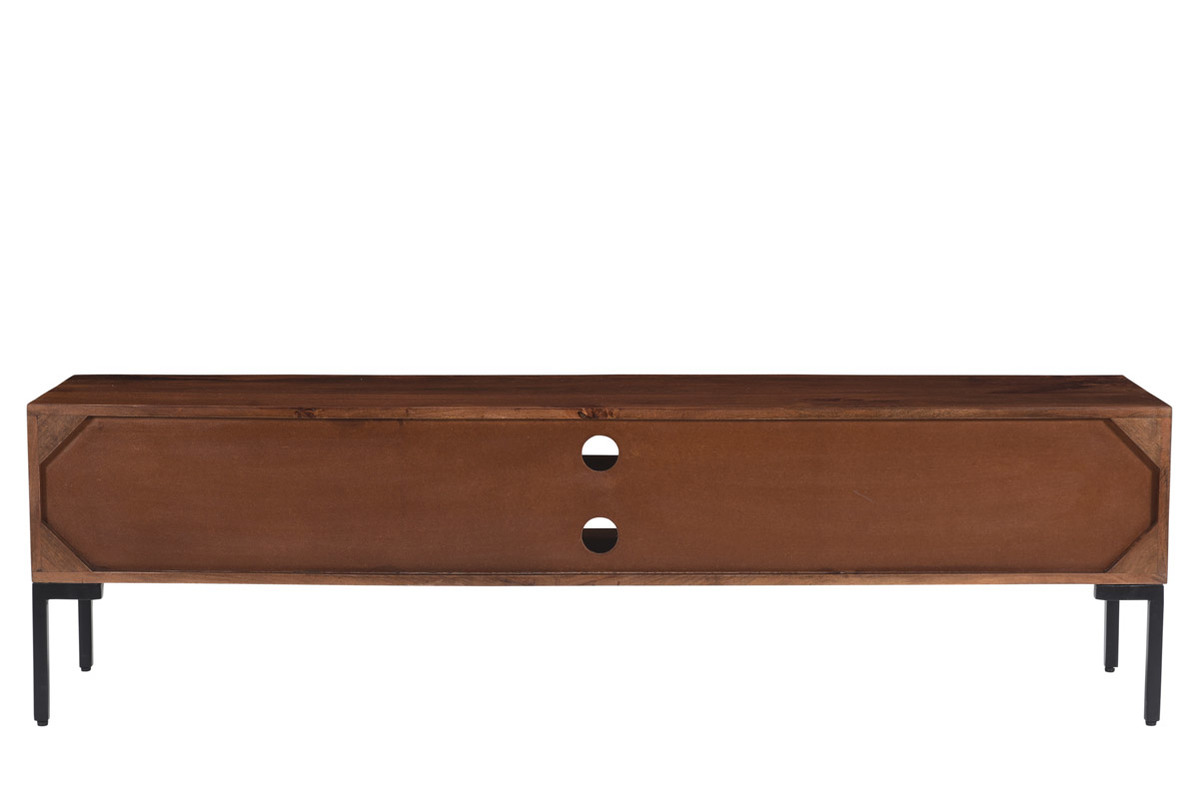 2-triges TV-Mbel aus massivem Mangoholz und Metall B160 cm ONDA