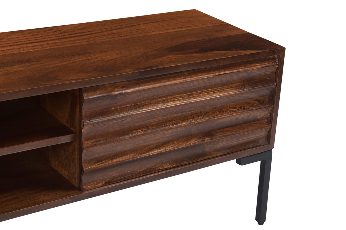 2-triges TV-Mbel aus massivem Mangoholz und Metall B160 cm ONDA