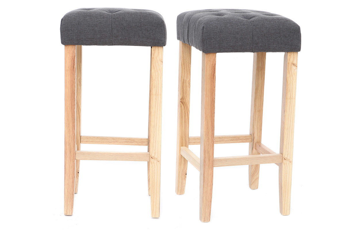 2er-Set Barhocker, dunkelgrauer Stoff, H�he 75 cm RIVOLI