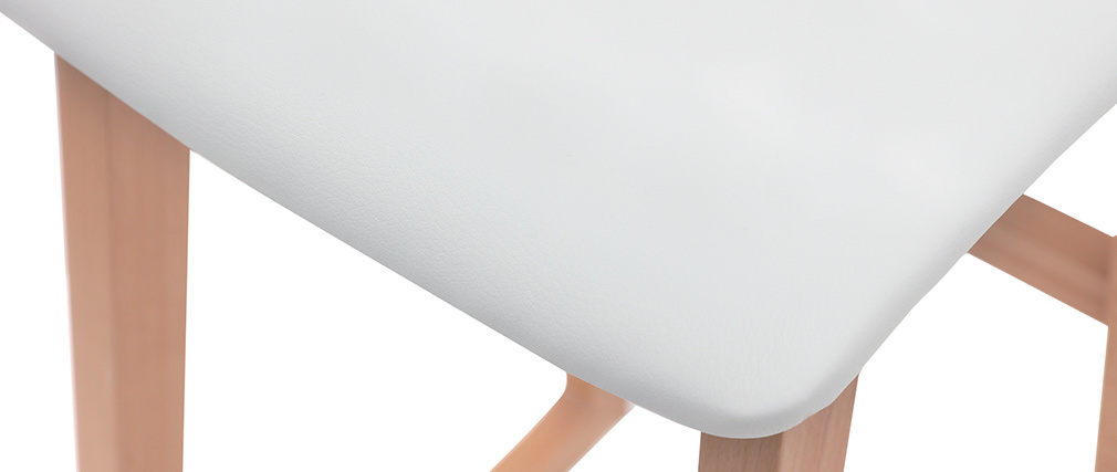 2er-Set Barhocker helles Holz und PU Weiß 72 cm OSAKA - Miliboo