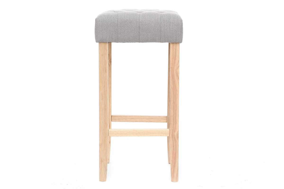 2er-Set Barhocker Hellgrauer Stoff H�he 75 cm RIVOLI