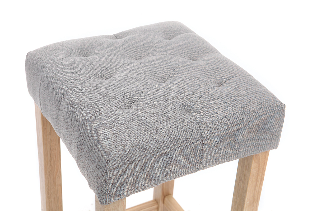 2er-Set Barhocker Hellgrauer Stoff H�he 75 cm RIVOLI