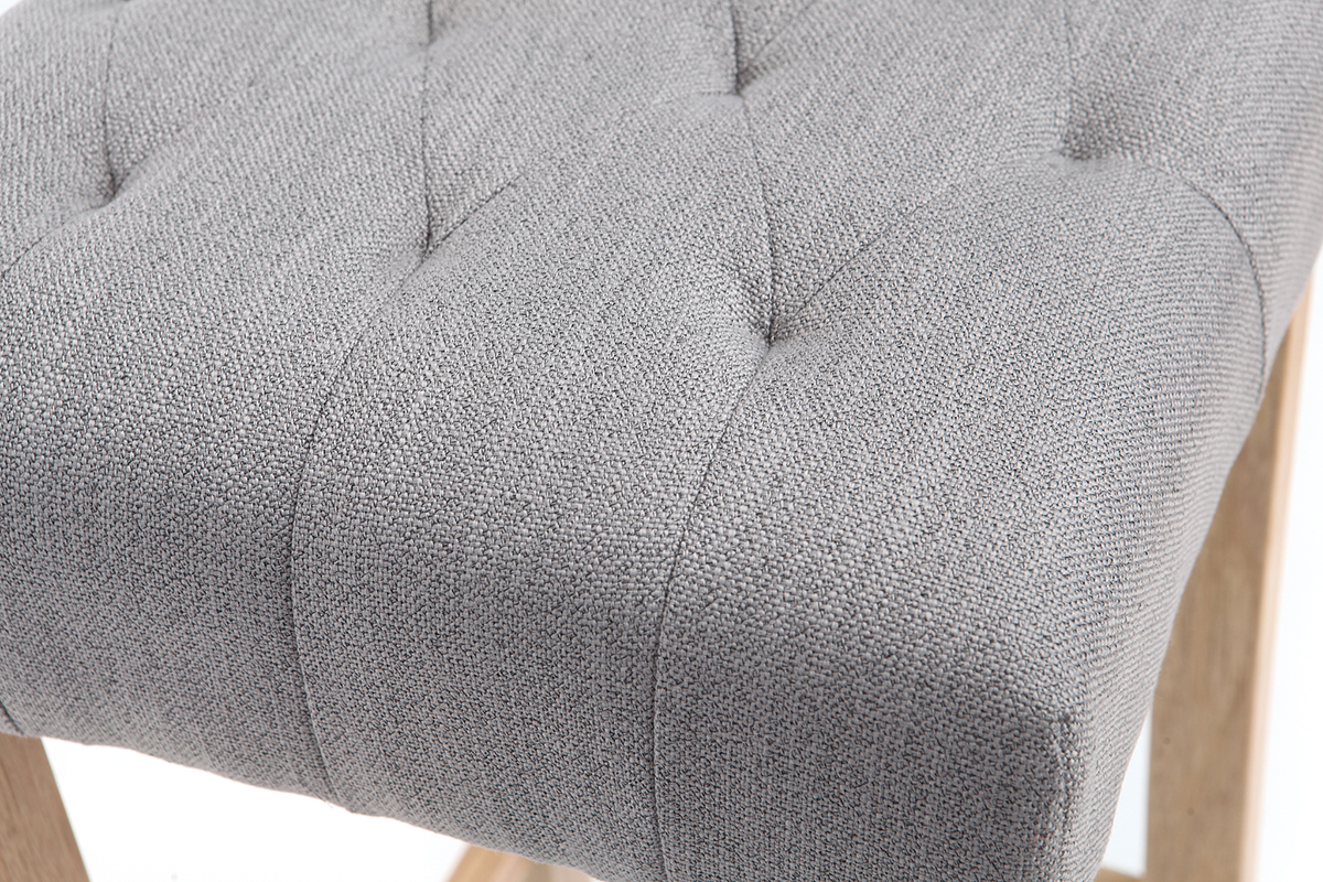 2er-Set Barhocker Hellgrauer Stoff H�he 75 cm RIVOLI