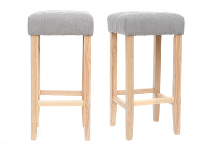 2er-Set Barhocker Hellgrauer Stoff H&ouml;he 75 cm RIVOLI
