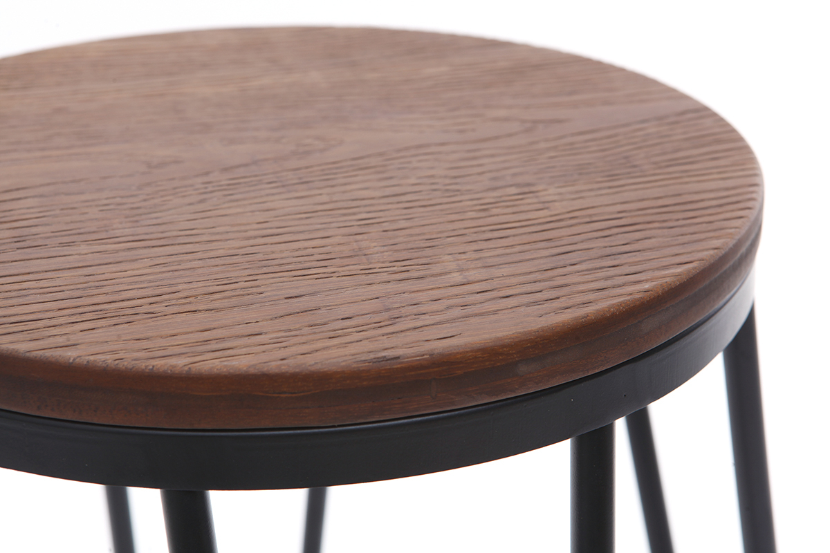 2er-Set Barhocker IGLA aus schwarzem Metall und Holz Hhe 75 cm