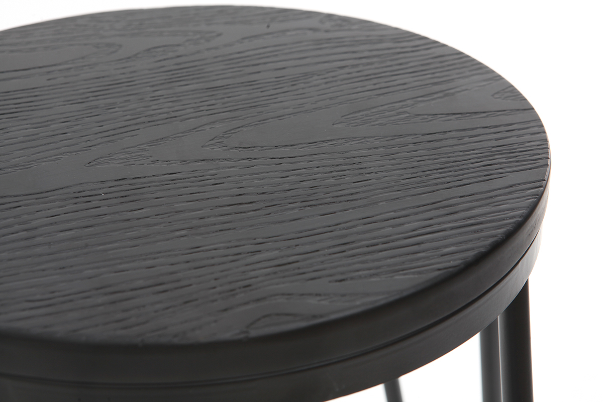 2er-Set Barhocker IGLA aus schwarzem Metall und schwarzem Holz H�he 75 cm