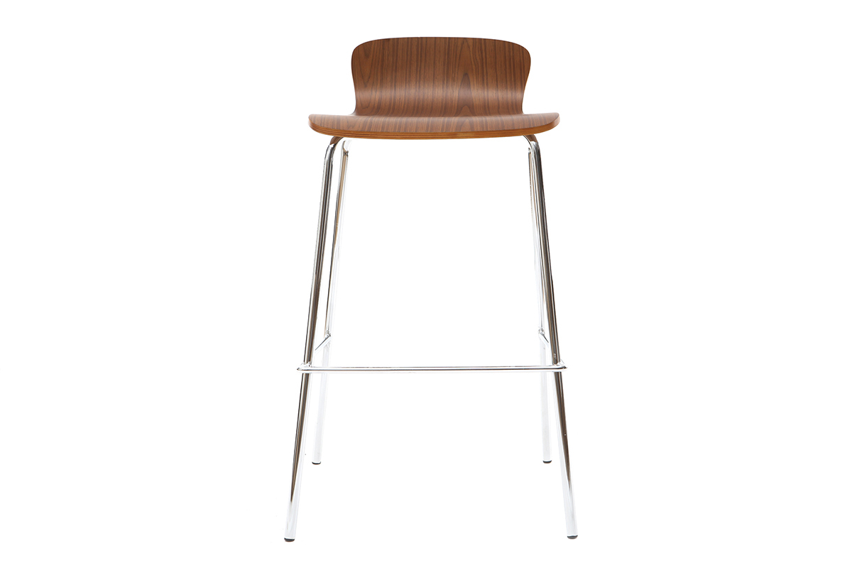 2er-Set Barhocker ONDA aus Metall und Nussbaumholz Hhe 75 cm