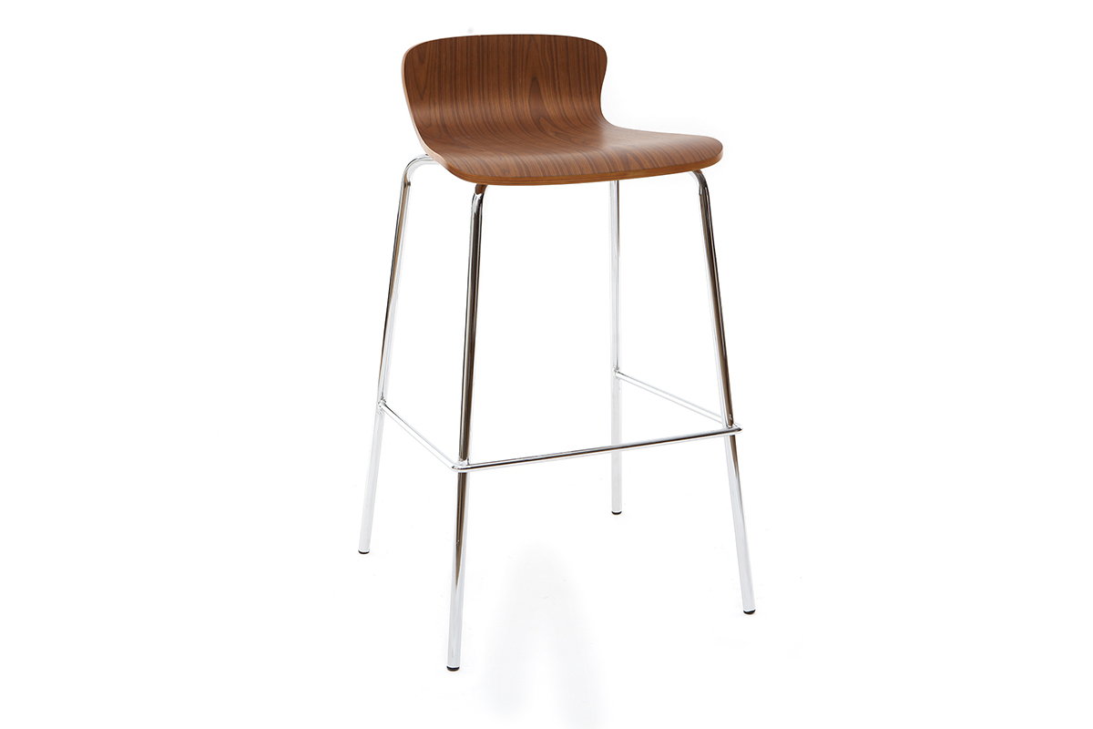 2er-Set Barhocker ONDA aus Metall und Nussbaumholz Hhe 75 cm