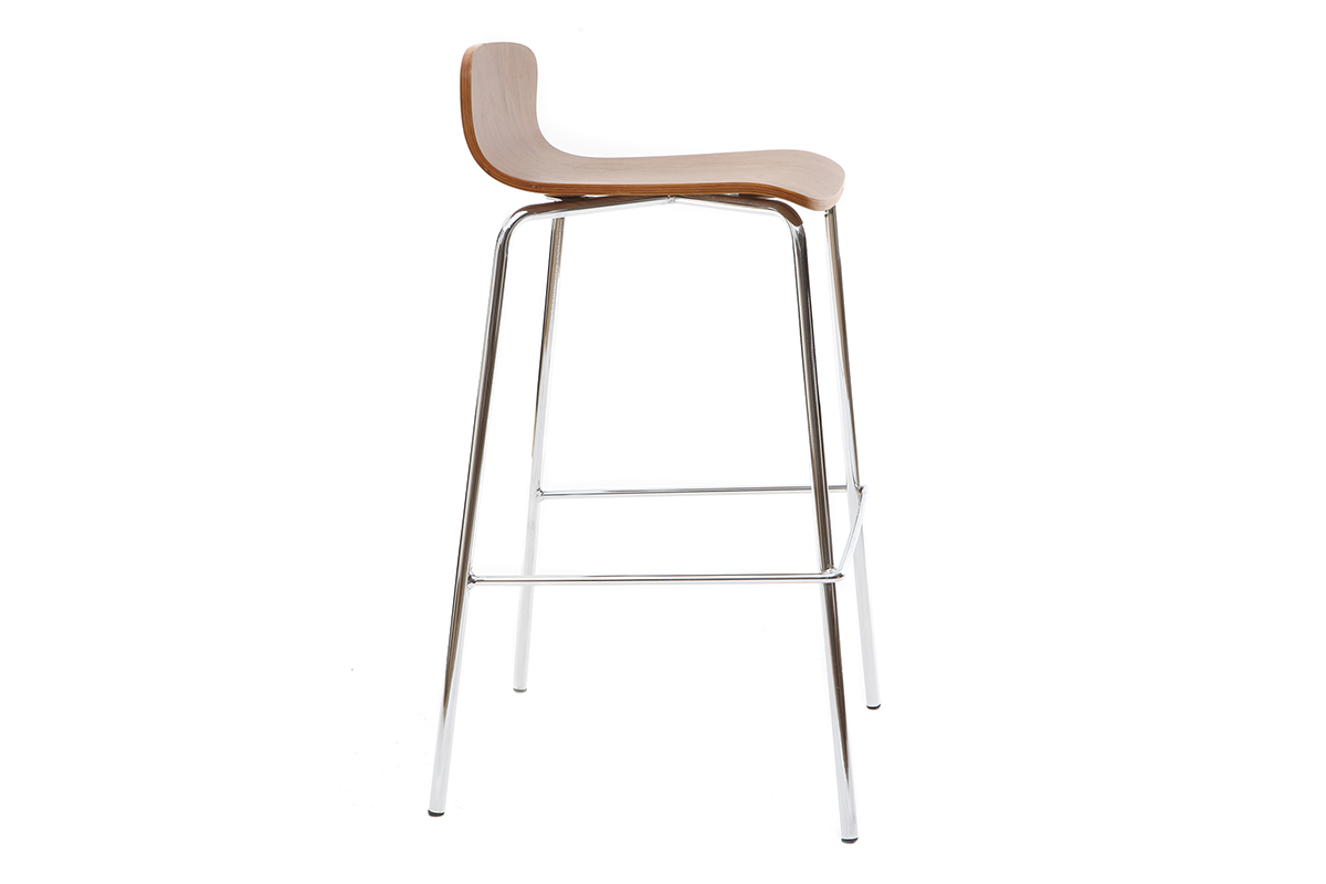 2er-Set Barhocker ONDA aus Metall und Nussbaumholz Hhe 75 cm