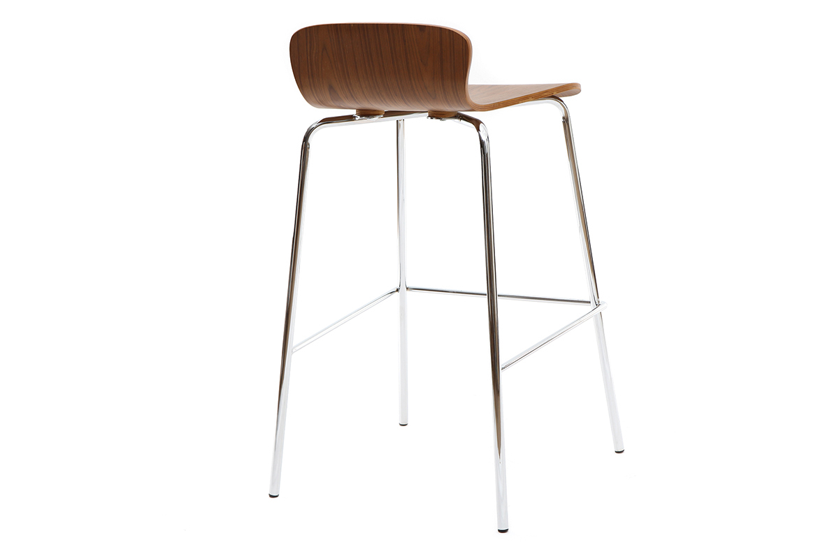 2er-Set Barhocker ONDA aus Metall und Nussbaumholz Hhe 75 cm