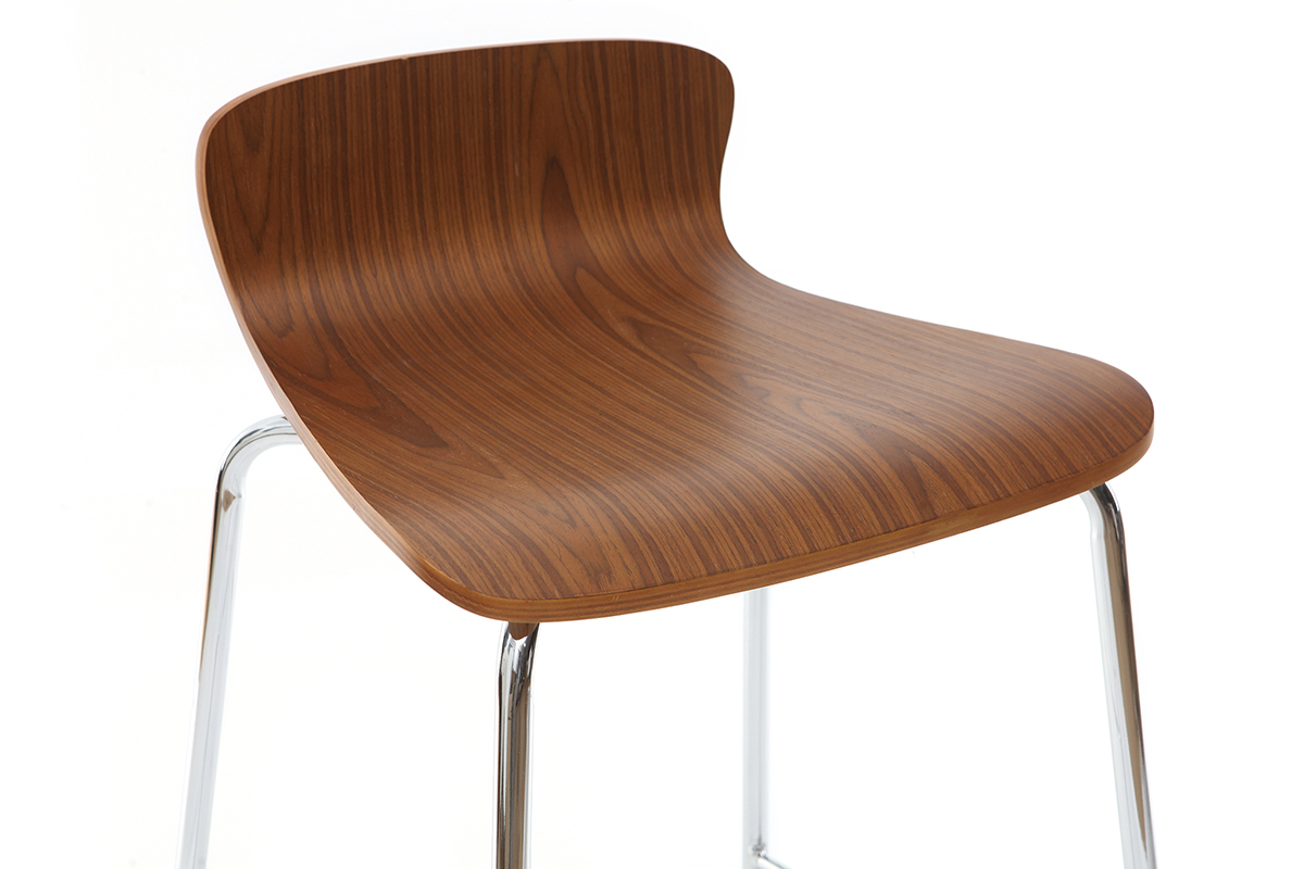 2er-Set Barhocker ONDA aus Metall und Nussbaumholz Hhe 75 cm