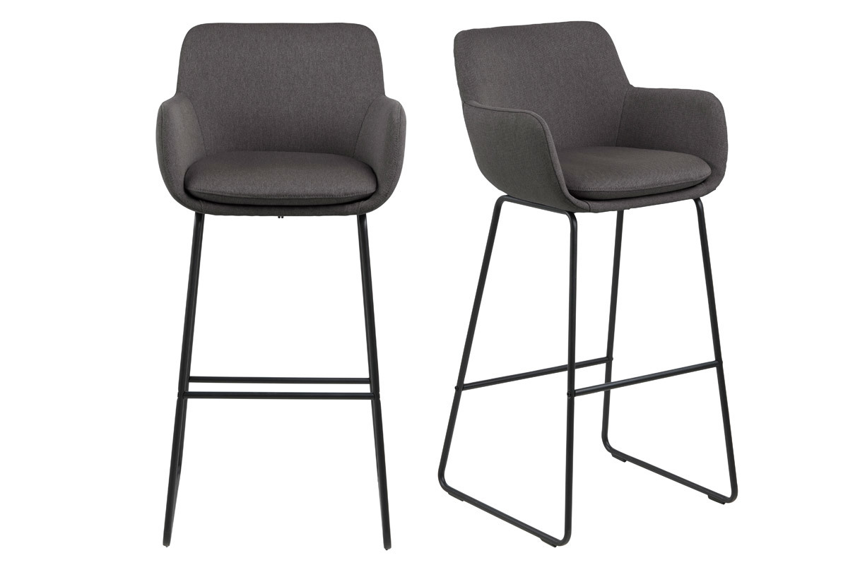 2er-Set Barhocker Stoff Dunkelgrau H75cm AMICA