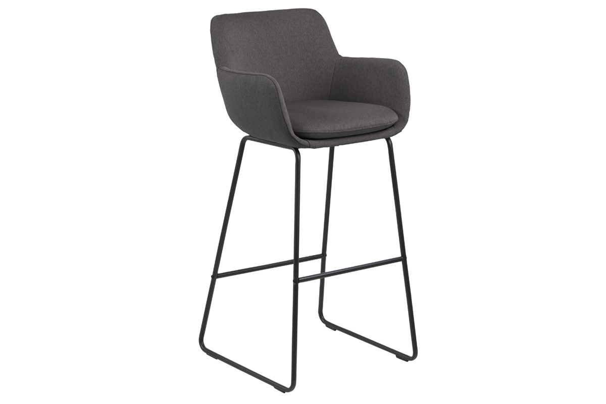 2er-Set Barhocker Stoff Dunkelgrau H75cm AMICA