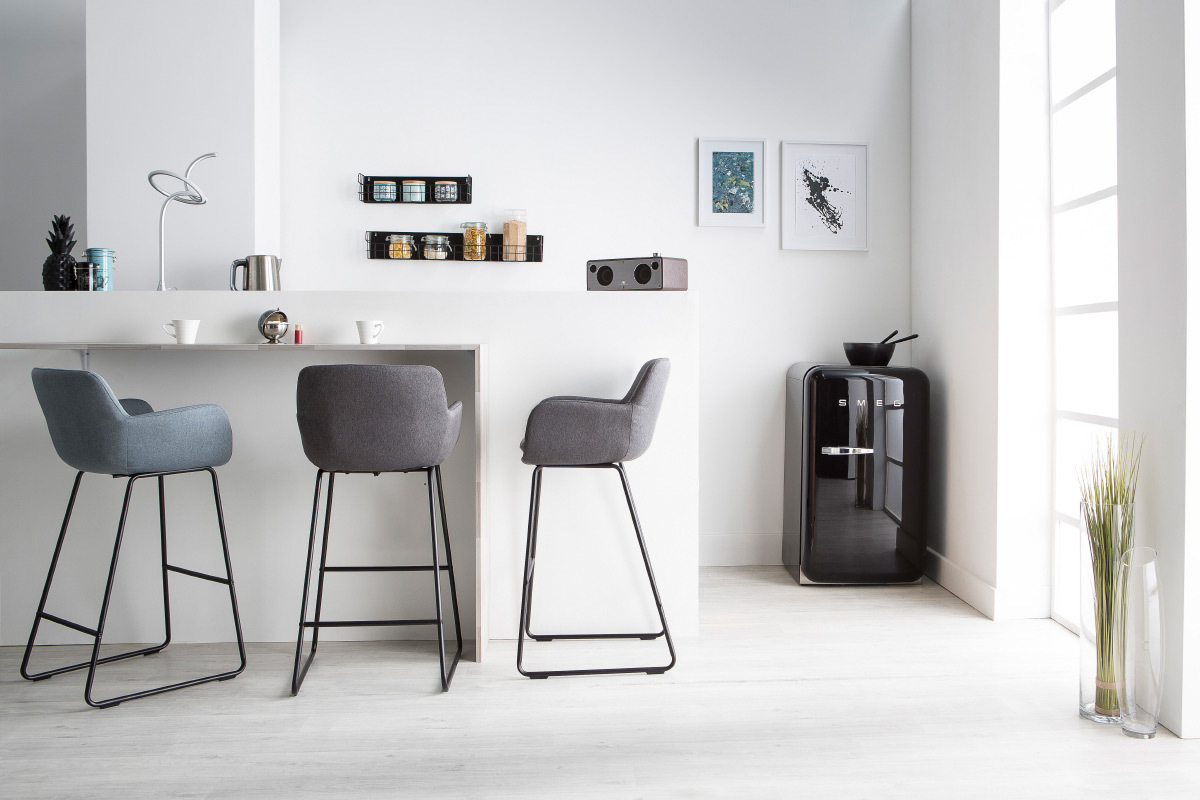 2er-Set Barhocker Stoff Dunkelgrau H75cm AMICA