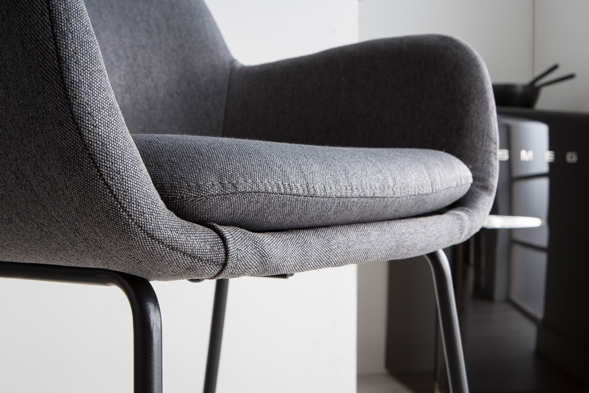 2er-Set Barhocker Stoff Dunkelgrau H75cm AMICA