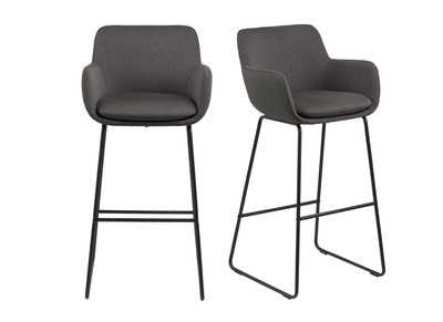 2er-Set Barhocker Stoff Dunkelgrau H75&nbsp;cm AMICA