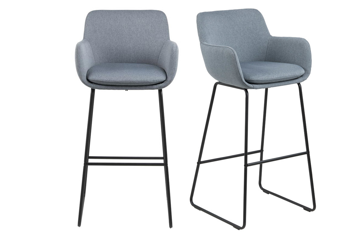 2er-Set Barhocker Stoff Hellgrau Hhe 75cm AMICA