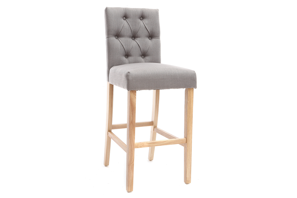 2er-Set Barhocker/-sthle, hellgrauer Stoff, Hhe 75 cm RIVOLI