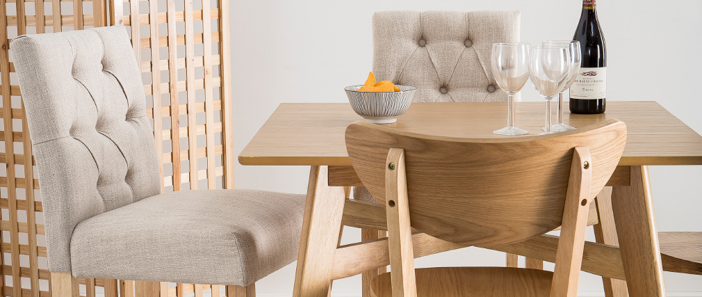 2er-Set Barhocker/-stühle, naturfarbener Stoff, Höhe 75 cm RIVOLI - Miliboo