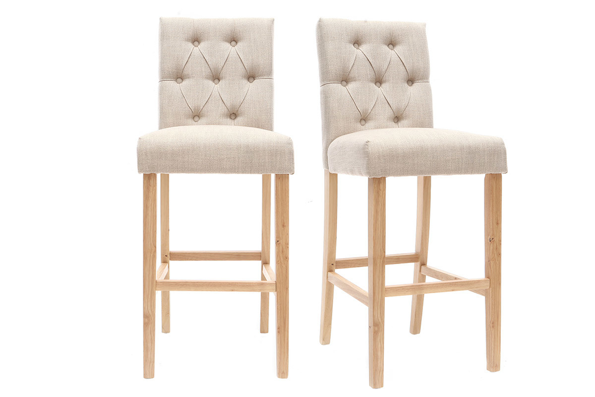 2er-Set Barhocker/-sthle, naturfarbener Stoff, Hhe 75 cm RIVOLI