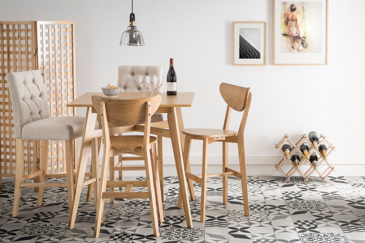2er-Set Barhocker/-sthle, naturfarbener Stoff, Hhe 75 cm RIVOLI