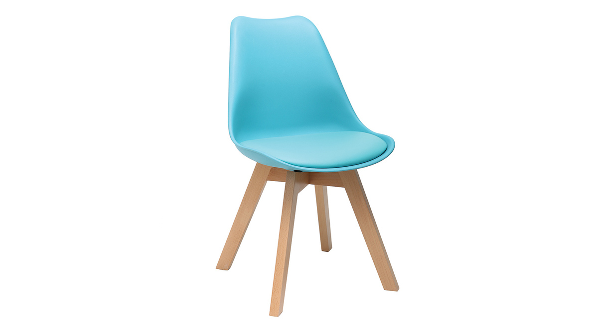 2er-Set Blaue Design-Sthle mit Holzbeinen PAULINE