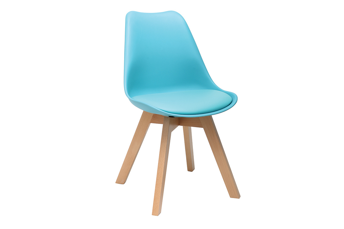 2er-Set Blaue Design-St�hle mit Holzbeinen PAULINE