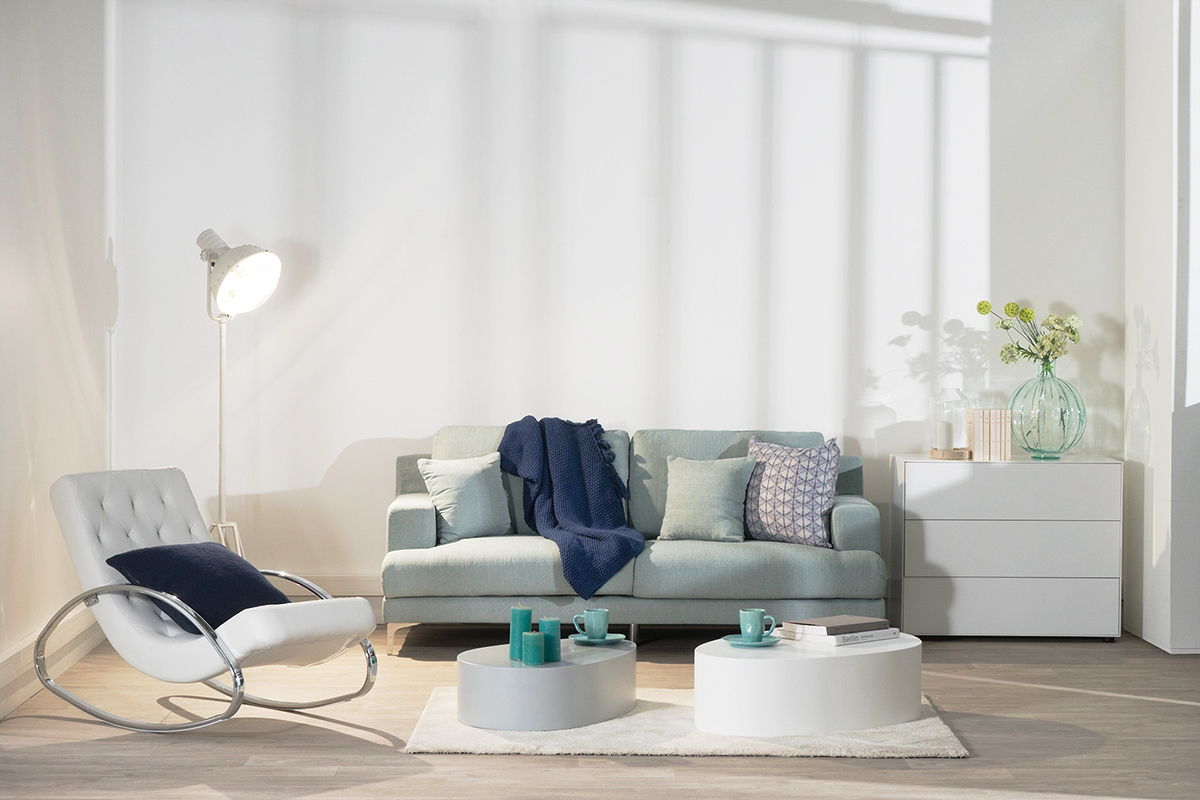 2er-Set Couchtische Wei� und matt Grau CAMILLE