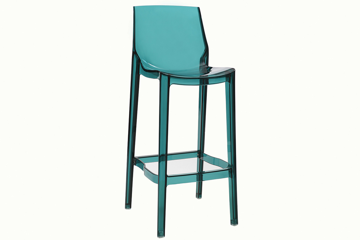 2er-Set Design-Barhocker durchsichtig Blau YLAK