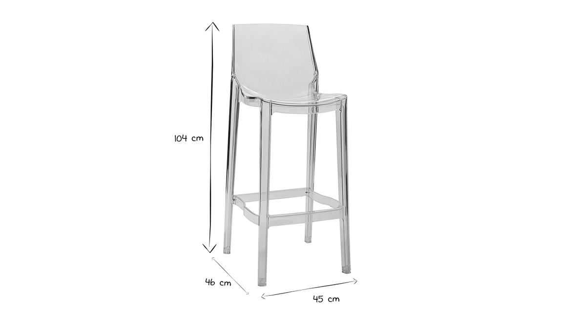 2er-Set Design-Barhocker Durchsichtig YLAK