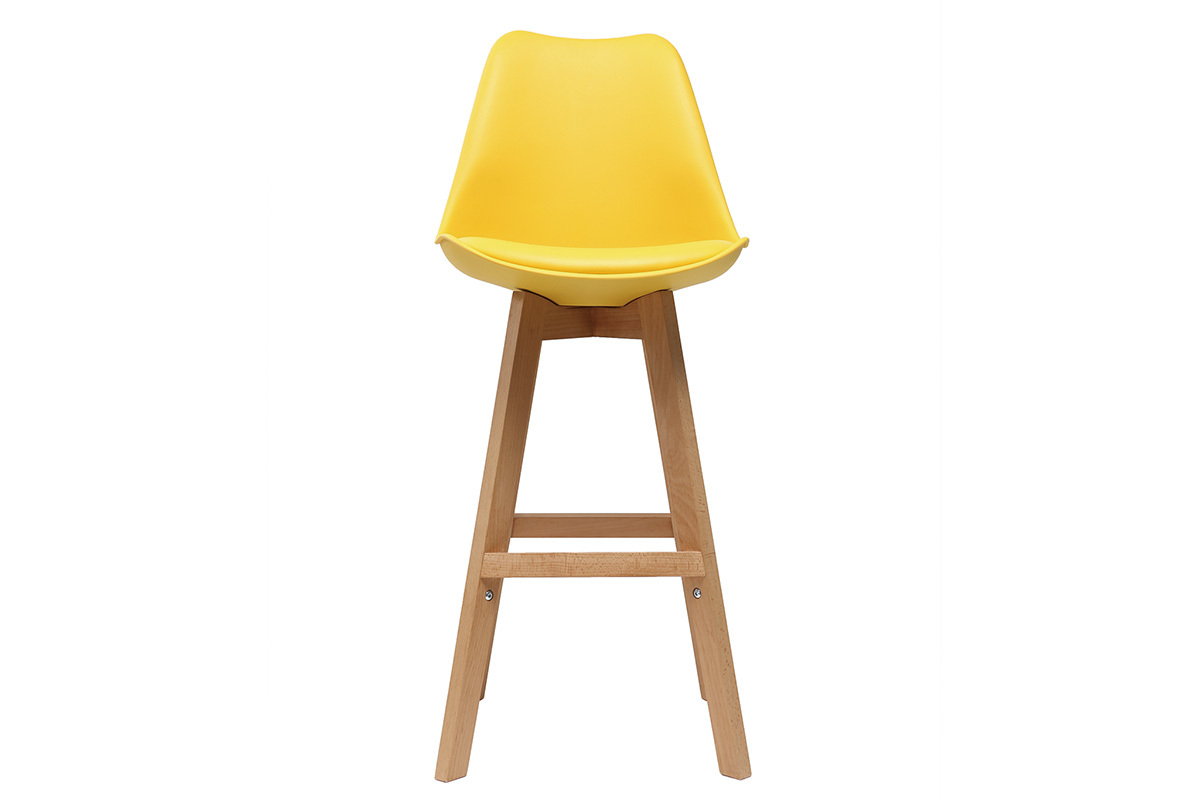 2er-Set Design-Barhocker Gelb und Holz 65 cm PAULINE