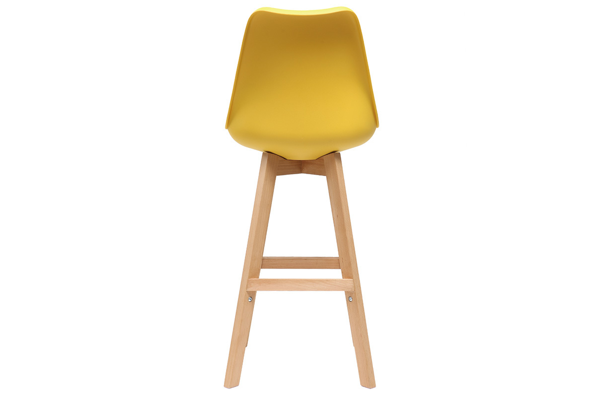 2er-Set Design-Barhocker Gelb und Holz 65 cm PAULINE