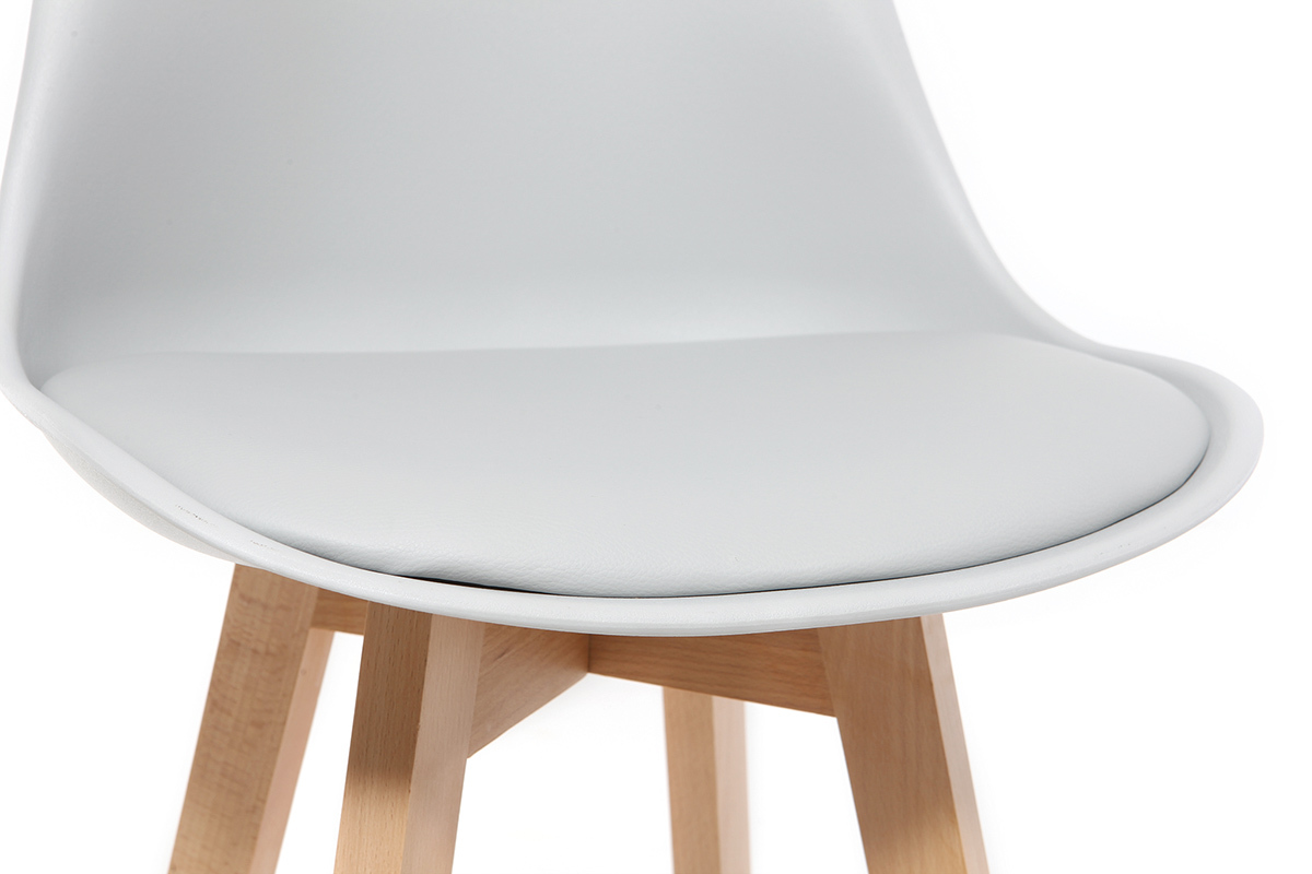 2er-Set Design-Barhocker Hellgrau und Holz 65 cm PAULINE