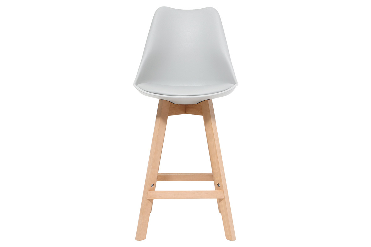2er-Set Design-Barhocker Hellgrau und Holz 65 cm PAULINE