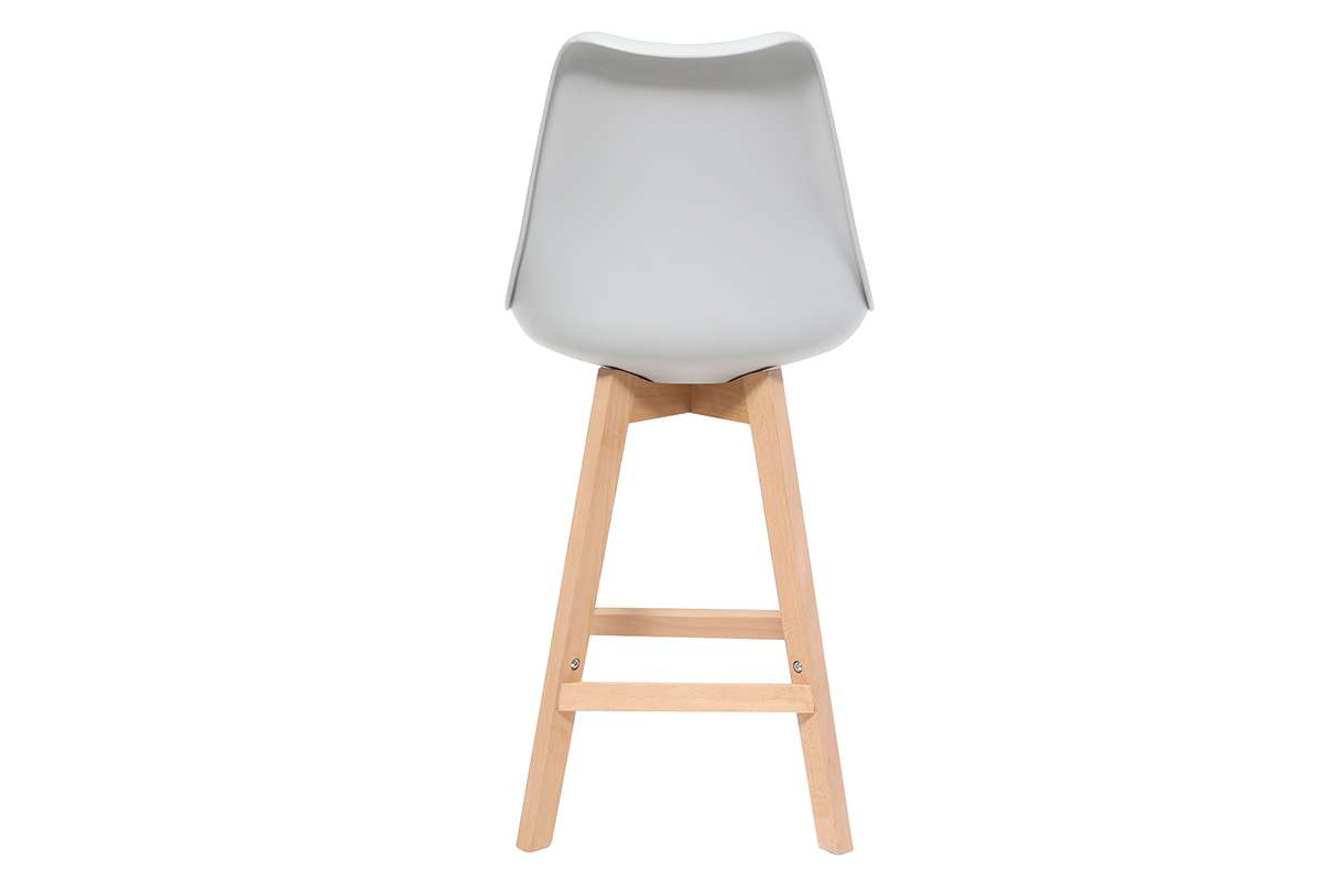 2er-Set Design-Barhocker Hellgrau und Holz 65 cm PAULINE