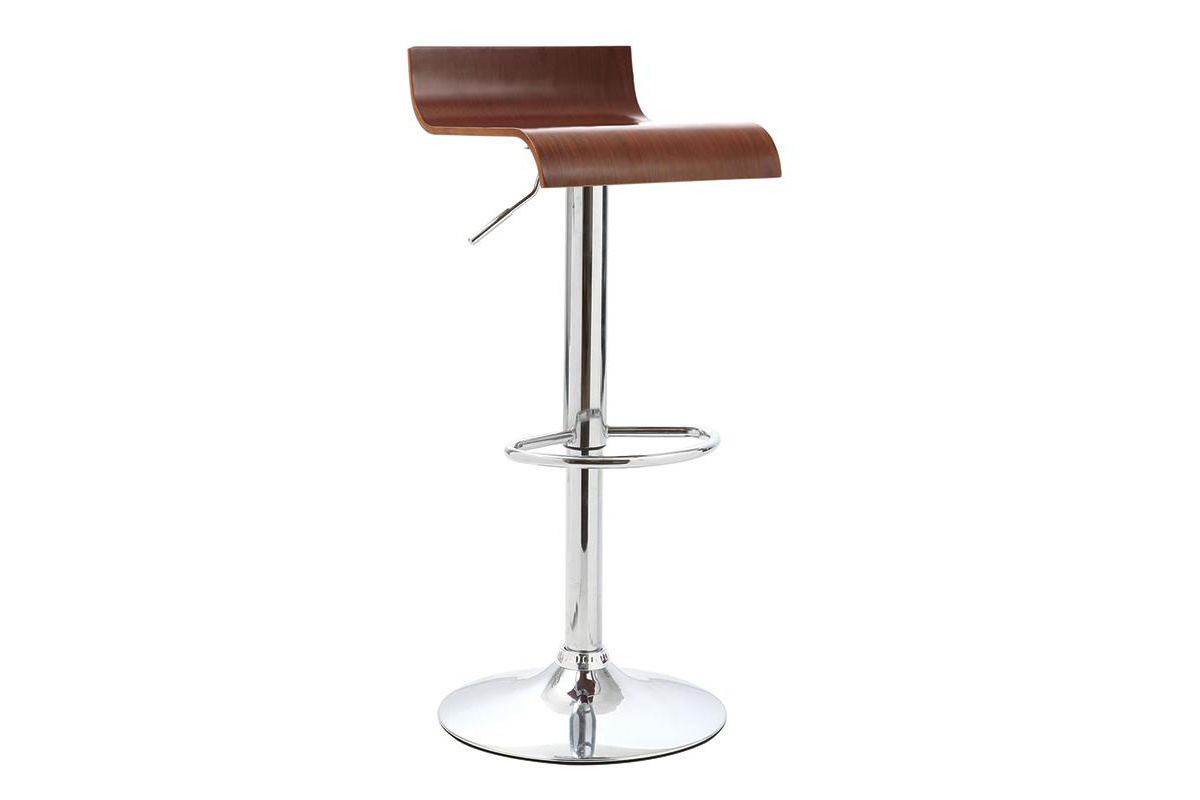 2er Set Design-Barhocker / Kchenhocker aus Holz SURF V2 Farbe Nussbaum