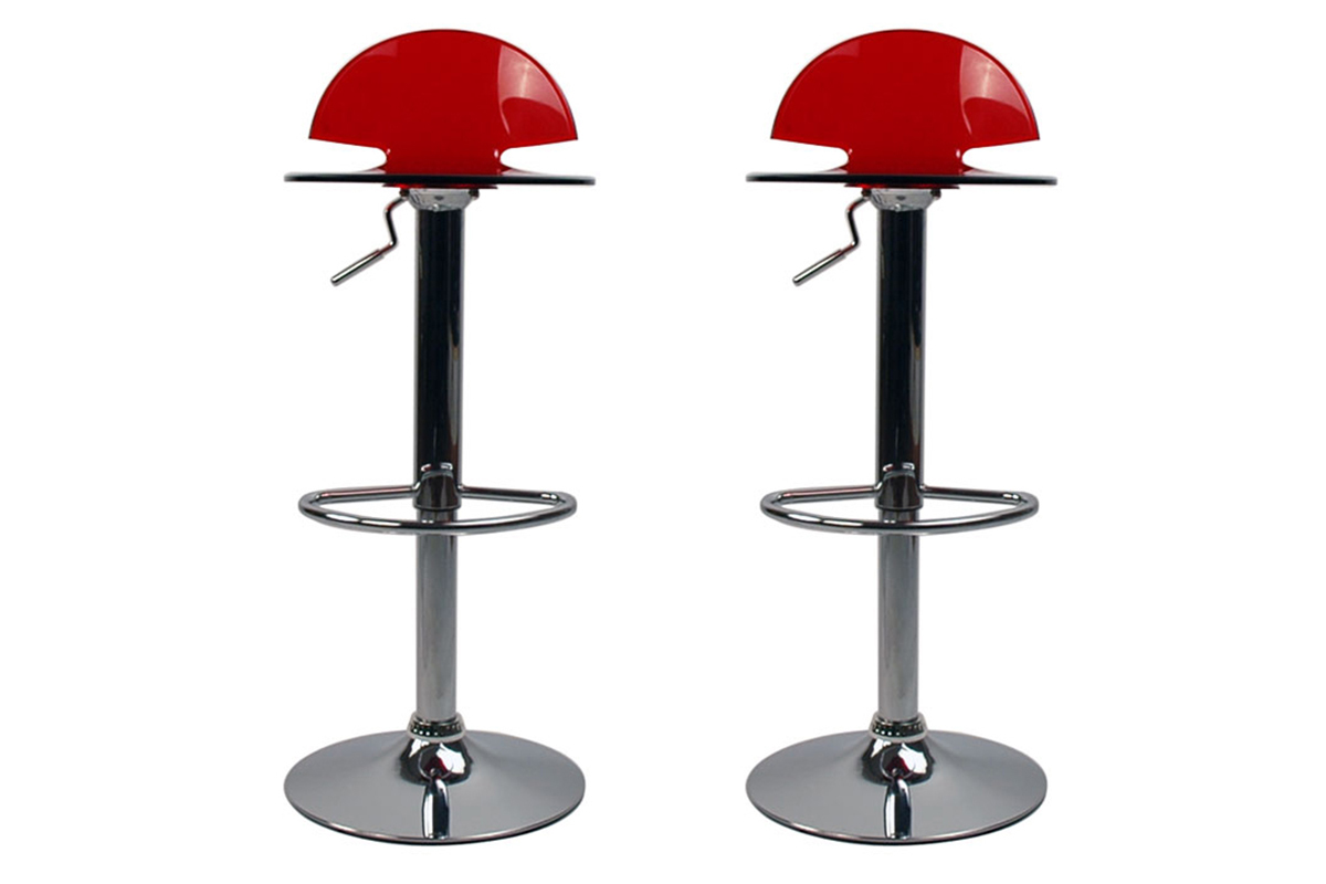 2er-Set Design-Barhocker Plexiglas Rot transparent ORION