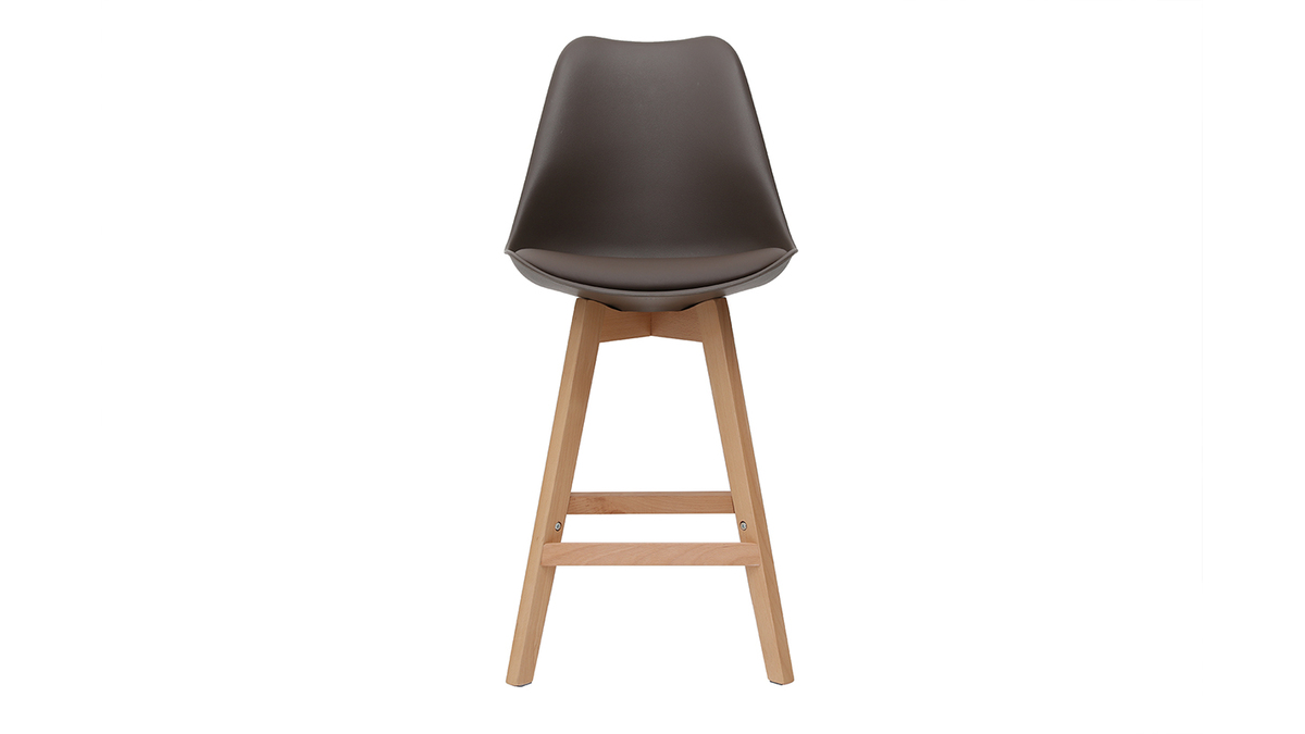 2er-Set Design-Barhocker Schokoladenbraun und Holz 65 cm PAULINE