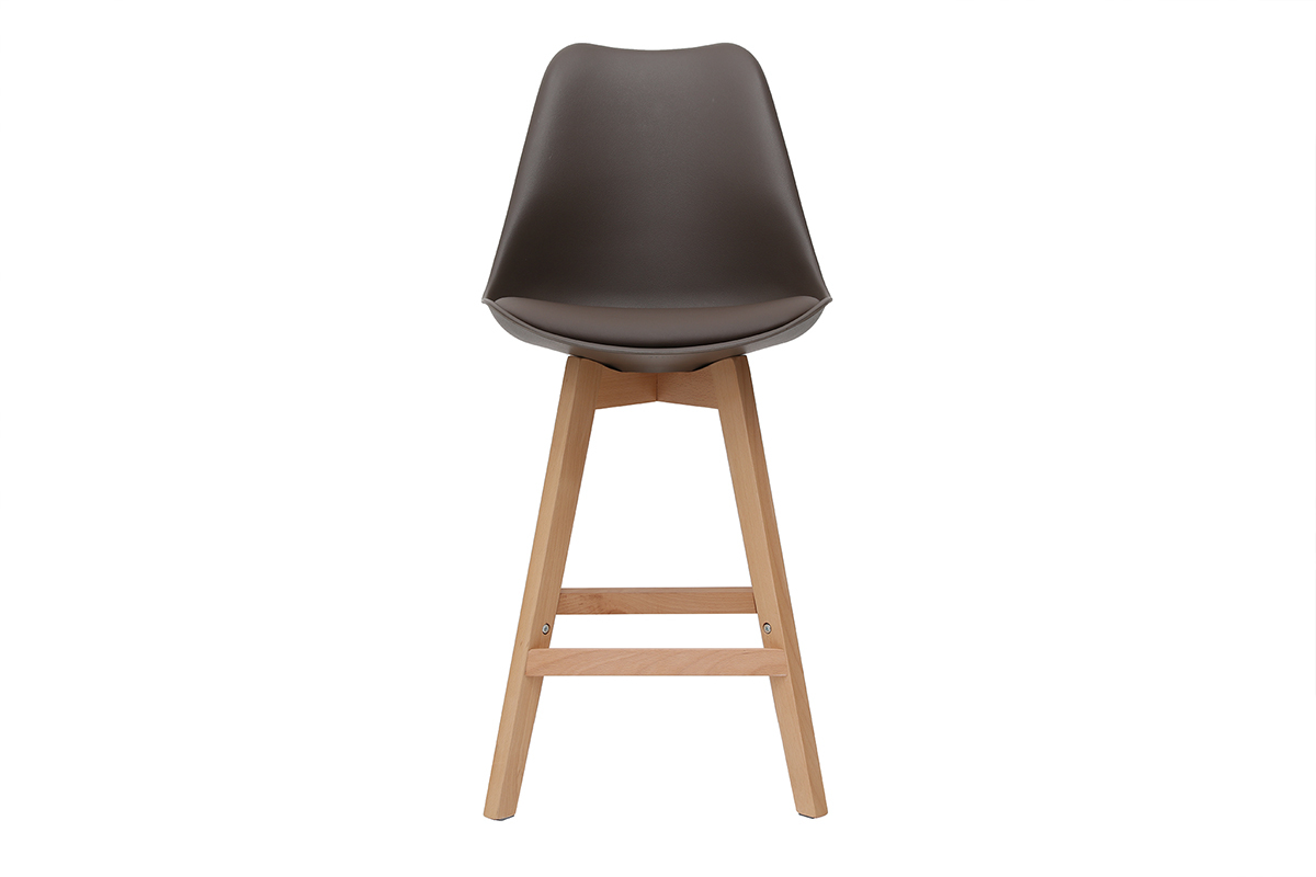 2er-Set Design-Barhocker Schokoladenbraun und Holz 65 cm PAULINE
