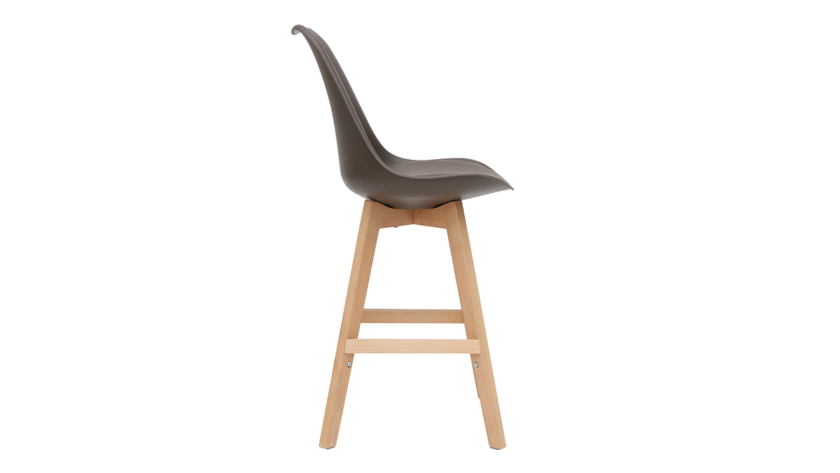 2er-Set Design-Barhocker Schokoladenbraun und Holz 65 cm PAULINE