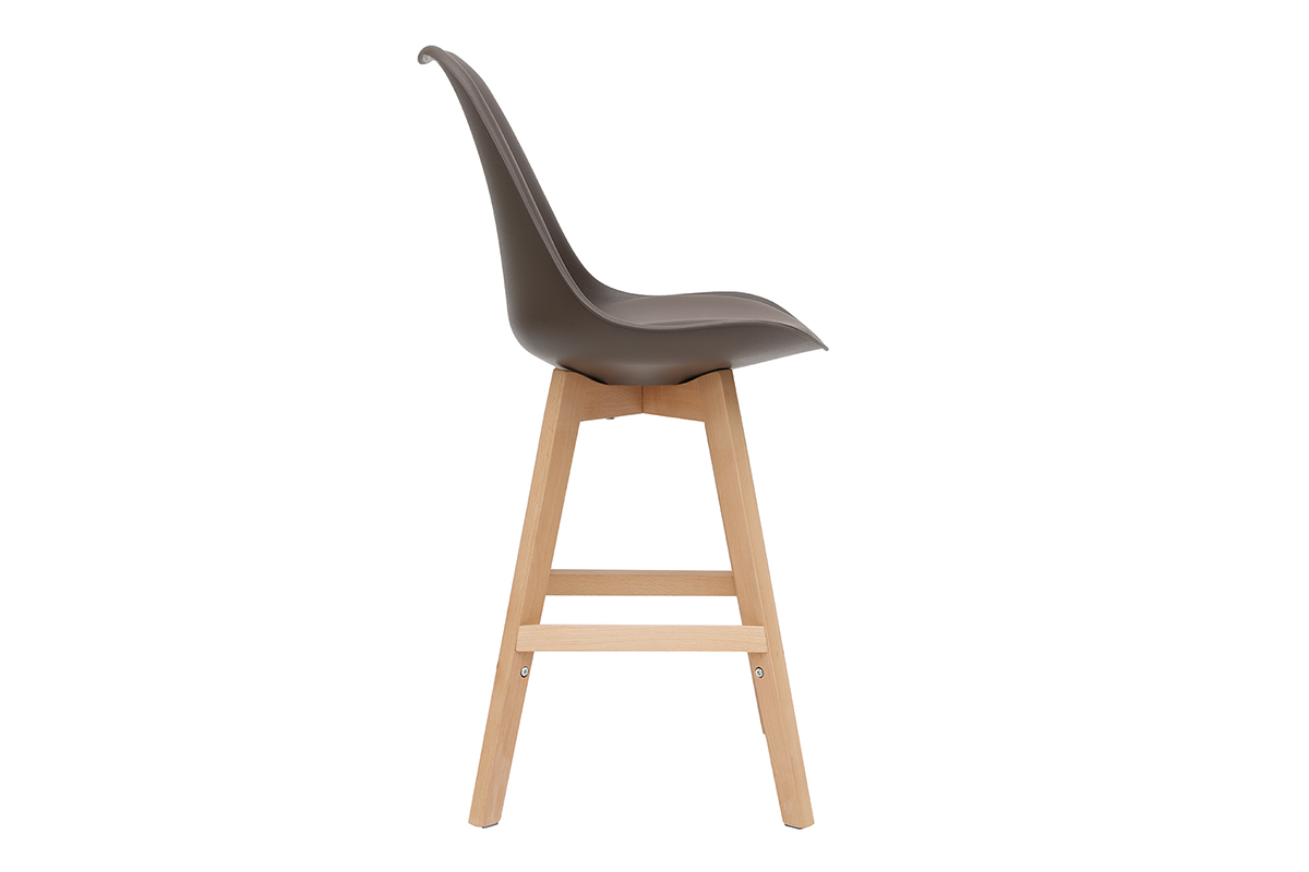 2er-Set Design-Barhocker Schokoladenbraun und Holz 65 cm PAULINE