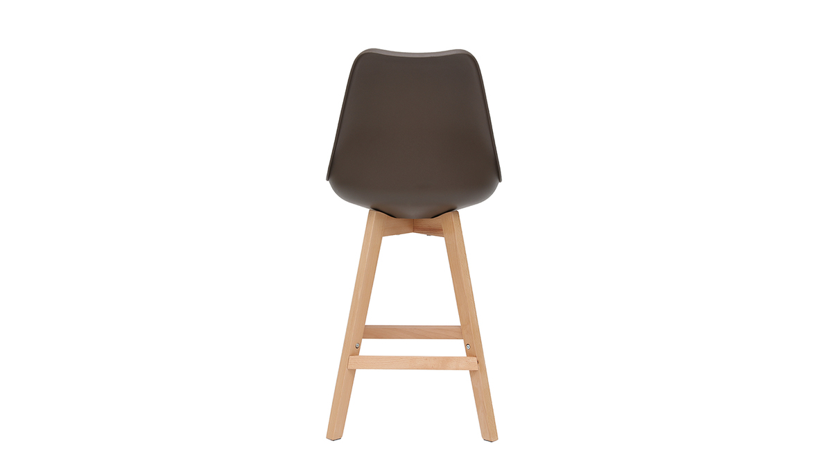 2er-Set Design-Barhocker Schokoladenbraun und Holz 65 cm PAULINE