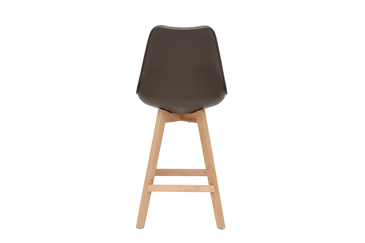 2er-Set Design-Barhocker Schokoladenbraun und Holz 65 cm PAULINE