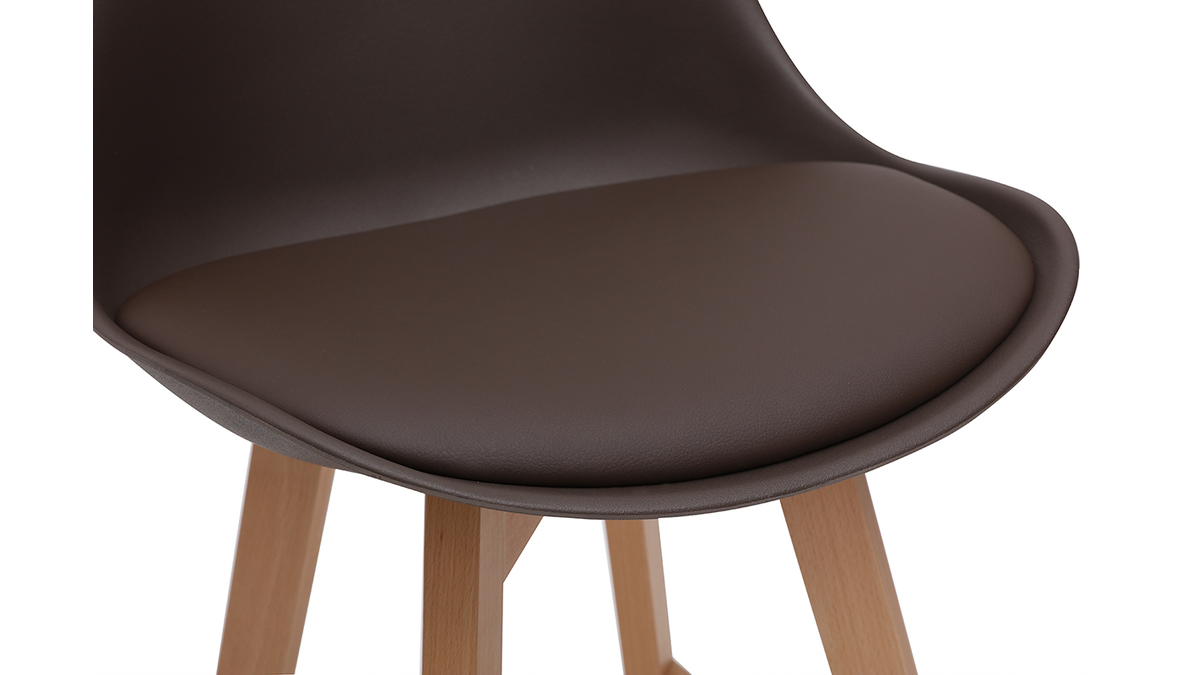 2er-Set Design-Barhocker Schokoladenbraun und Holz 65 cm PAULINE
