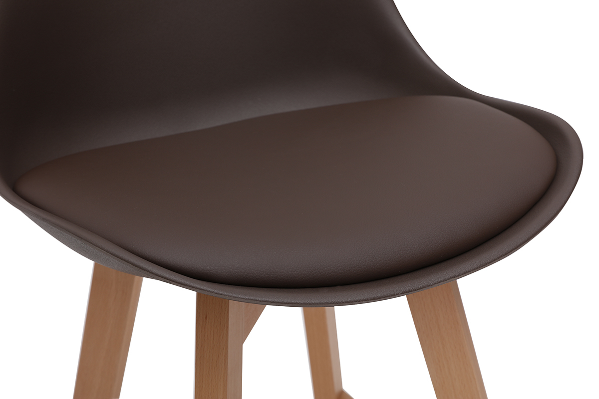 2er-Set Design-Barhocker Schokoladenbraun und Holz 65 cm PAULINE