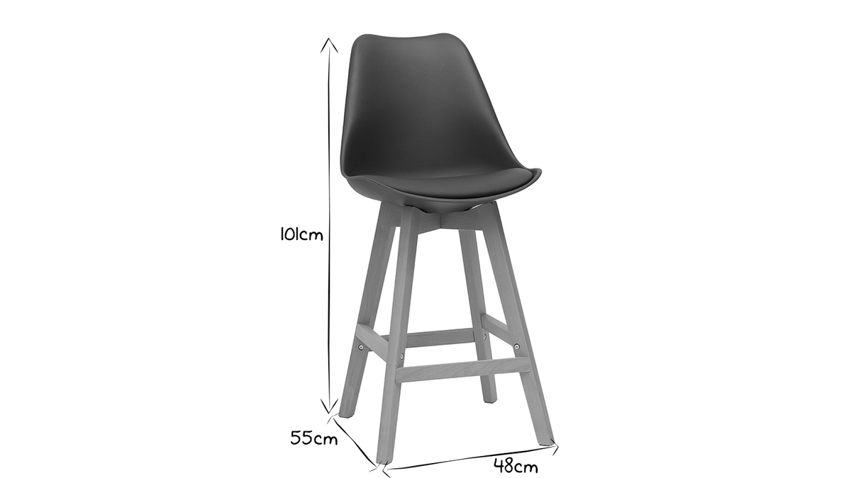 2er-Set Design-Barhocker Schokoladenbraun und Holz 65 cm PAULINE