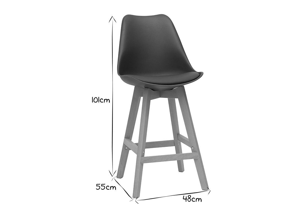 2er-Set Design-Barhocker Schokoladenbraun und Holz 65 cm PAULINE